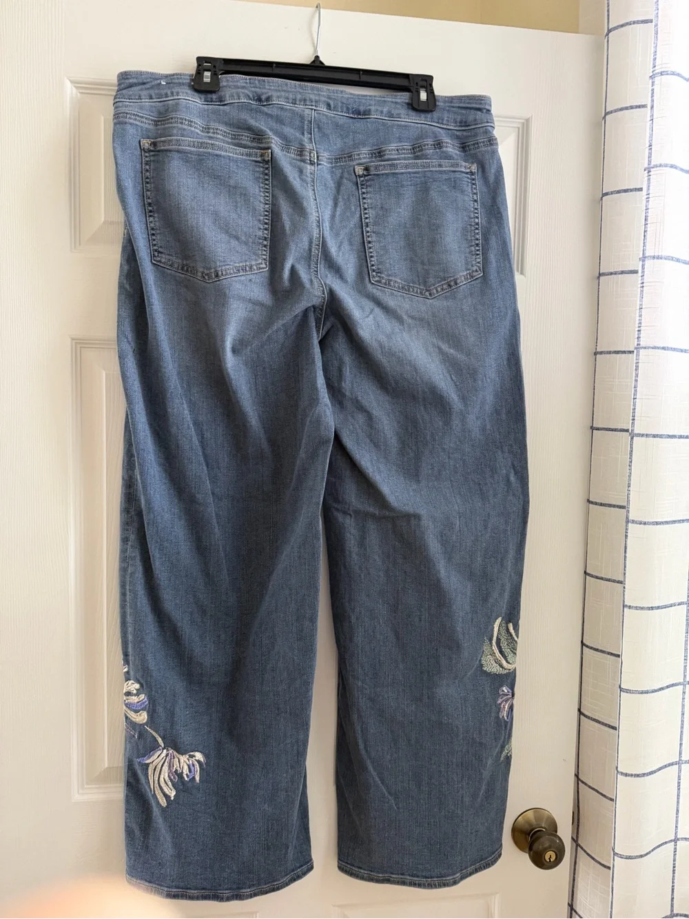 Chico's Denim Wide-Leg Jeans with Floral Embroidery